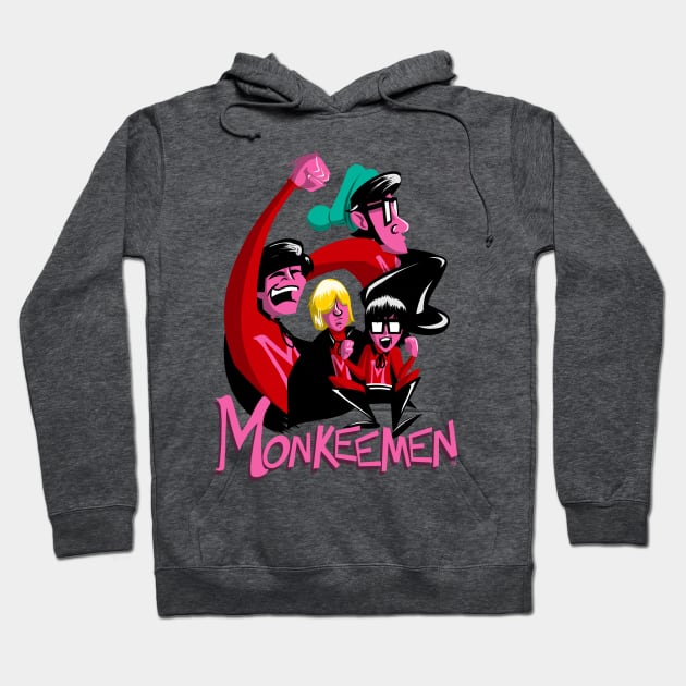 Monkee Men Pop Art Hoodie by UzzyWorks